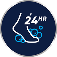 Ne pas laver ou mouiller vos pieds pendant les 24 heures